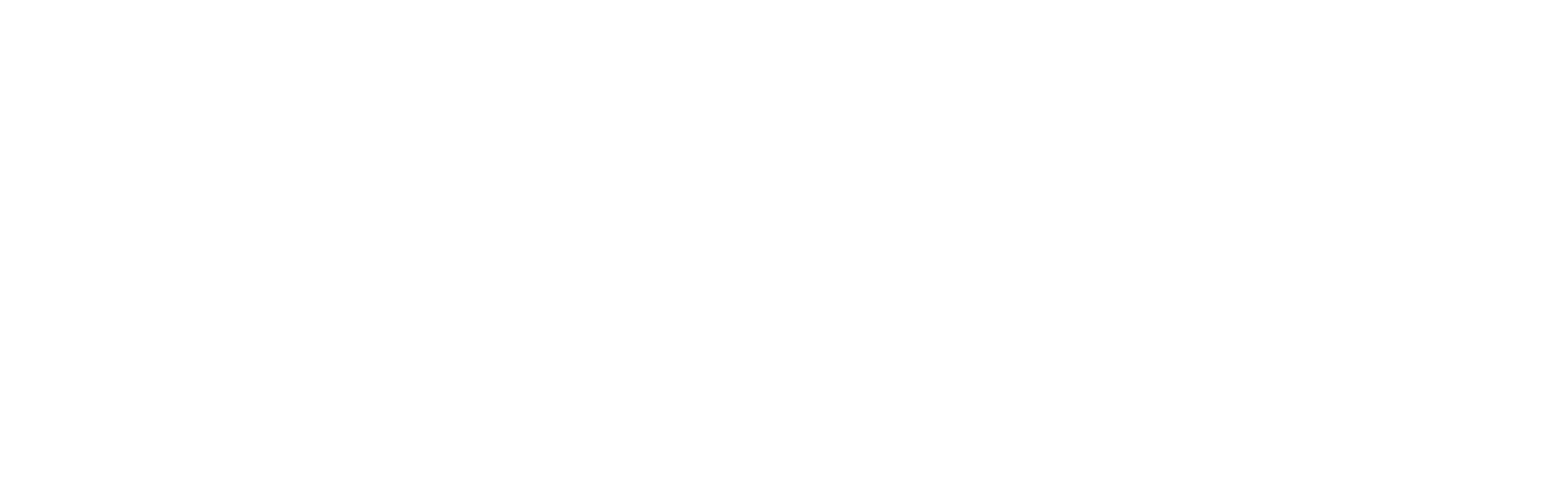 a white logo with a black background